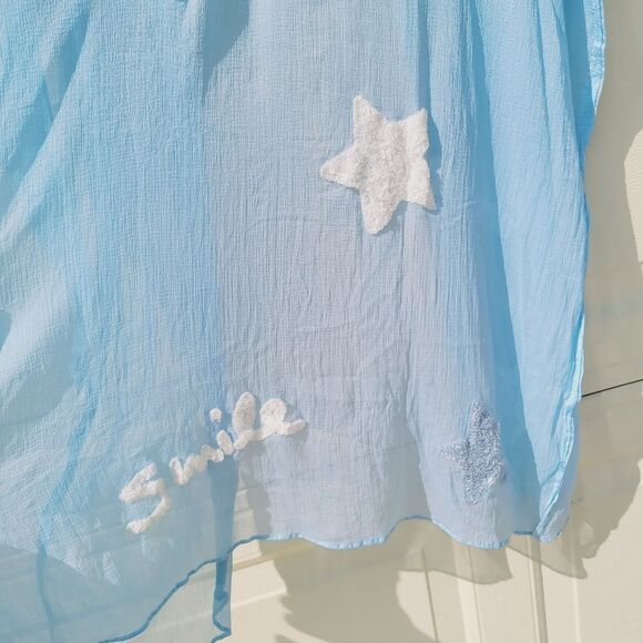 Randi & Will hearts stars sky blue kaftan coverup NWT - Picture 6 of 11